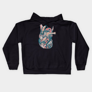 Teal Salmon Light Heart Kids Hoodie